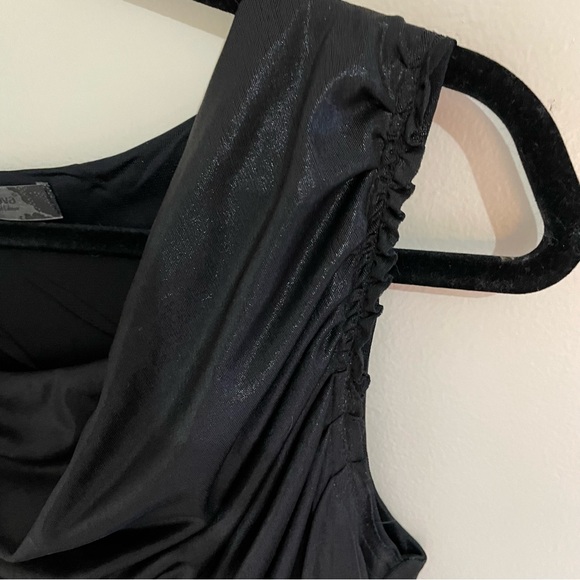 Terranova Black Laminated Ribbed Tie Sleeveless Bubble Dress, Size S - Picture 7 of 10